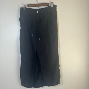 Black Maurices Maxi Skirt Drawstring Waist Front‎ Slit Long Casual Everyday